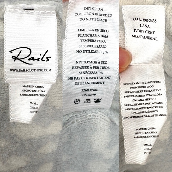 RAILS Lana Mixed Animal Print Ivory Gray Sweater S - Picture 9 of 10